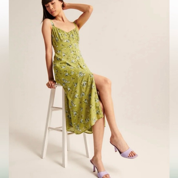 Abercrombie and Fitch Green Floral Midi Dress - Picture 4 of 13